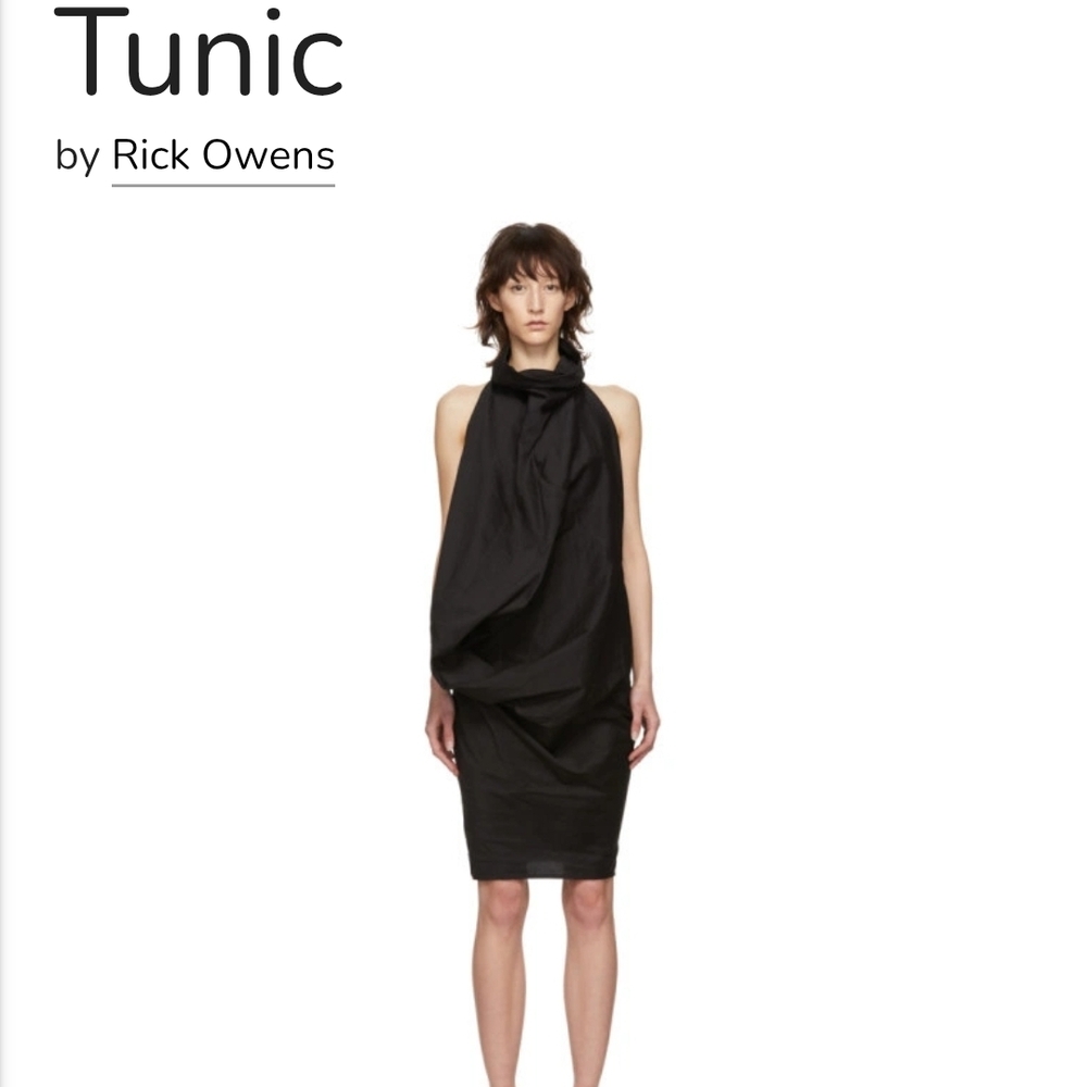 Rick Owens Black Draped Tunic Dress